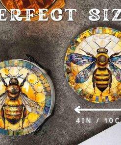 Bee Gifts Coaster, Ceramic, Set of 6, with Gift Box, Absorbent with Cork Base, Gifts for Bee Lovers, Home Decor for Housewarming, Thanksgiving, Birthday, Christmas - 3