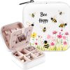 Bee Jewelry Box, Gifts For Women Teens Girls Age 8-12, Bumble Bee Lovers Themed Stuff Items Accessories Things Merchandise Decor Merch, Travel Ring Earrings Necklace Organizer Holder! - 1