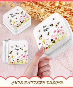 Bee Jewelry Box, Gifts For Women Teens Girls Age 8-12, Bumble Bee Lovers Themed Stuff Items Accessories Things Merchandise Decor Merch, Travel Ring Earrings Necklace Organizer Holder! - 3