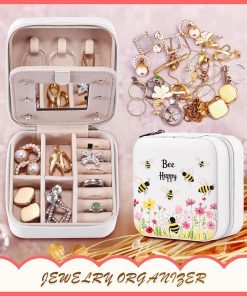 Bee Jewelry Box, Gifts For Women Teens Girls Age 8-12, Bumble Bee Lovers Themed Stuff Items Accessories Things Merchandise Decor Merch, Travel Ring Earrings Necklace Organizer Holder! - 5