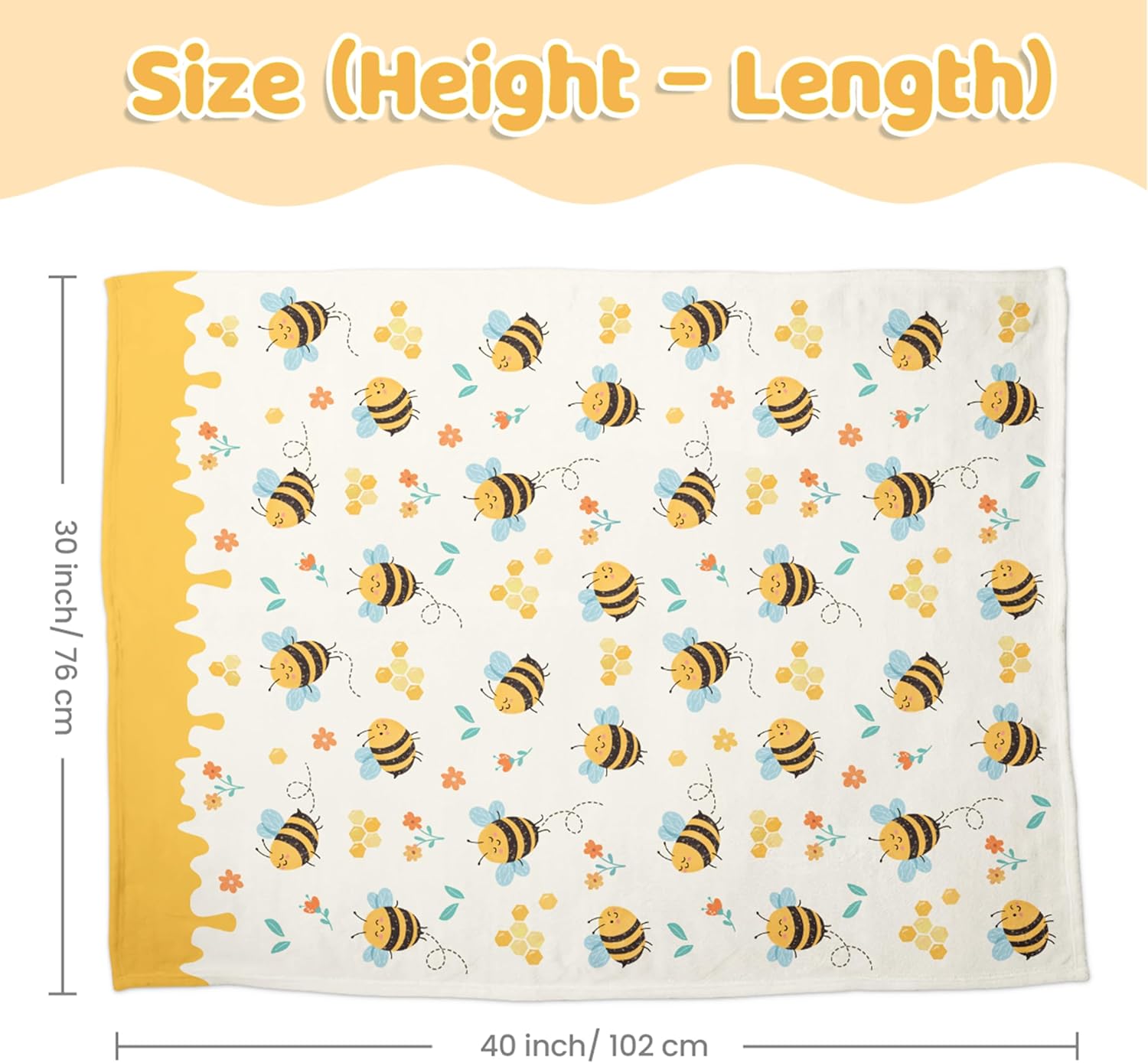 Bee Kid Blankets for Girls - 30 x 40 Soft Minky Blanket with Double Layer Dotted Backing - Gifts for Girl on Birthday Christmas - 3
