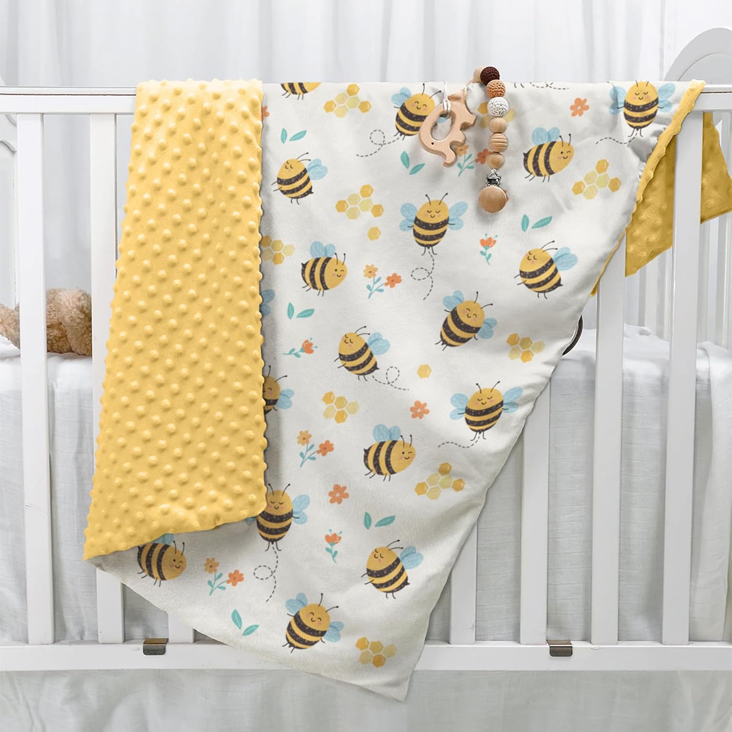 Bee Kid Blankets for Girls - 30 x 40 Soft Minky Blanket with Double Layer Dotted Backing - Gifts for Girl on Birthday Christmas - 6
