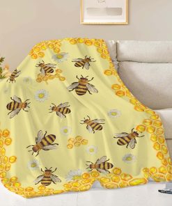 Bee Throw Blanket Bee Stuff Gifts for Kids Girls Boys Adults Women Man Soft Cozy Warm Plush Fluffy Fuzzy Fleece Blanket Decor 40X50 - 2