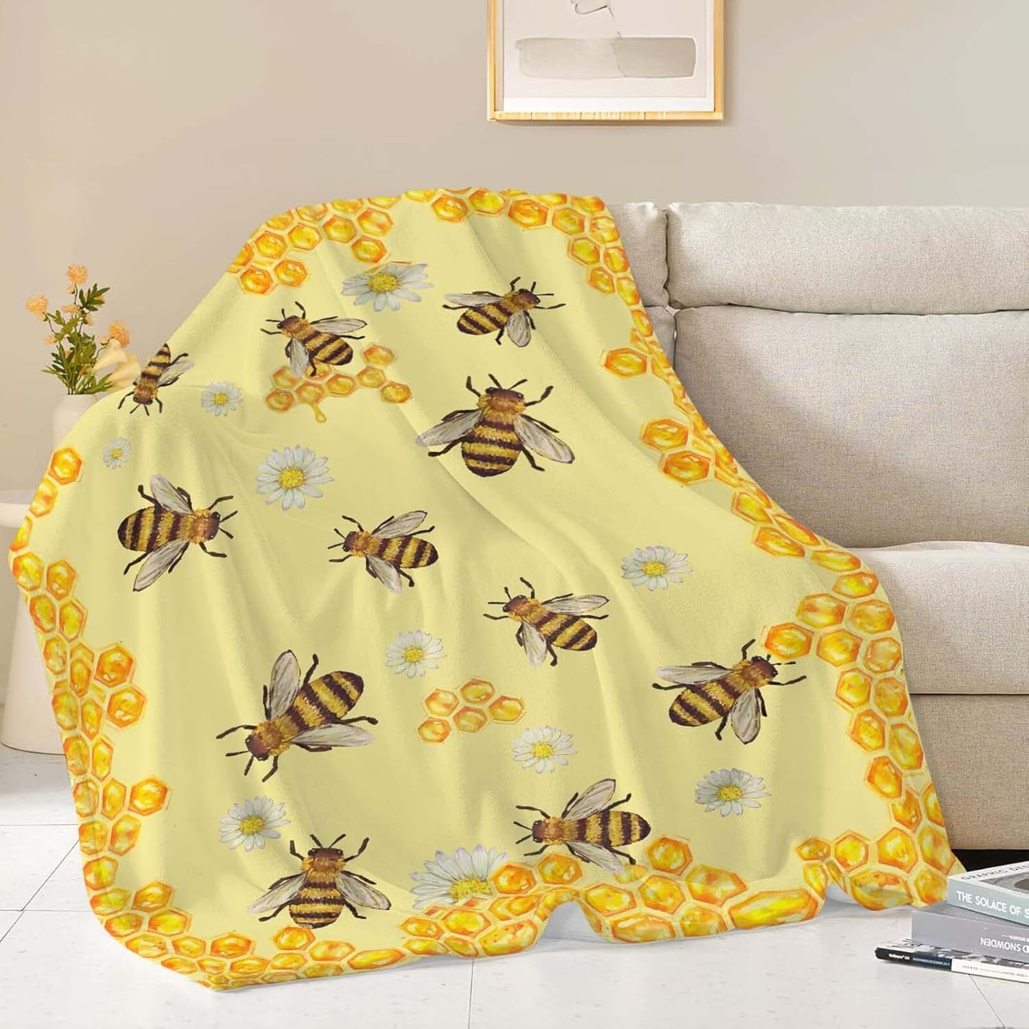 Bee Throw Blanket Bee Stuff Gifts for Kids Girls Boys Adults Women Man Soft Cozy Warm Plush Fluffy Fuzzy Fleece Blanket Decor 40X50 - 2