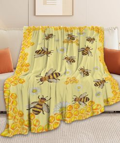 Bee Throw Blanket Bee Stuff Gifts for Kids Girls Boys Adults Women Man Soft Cozy Warm Plush Fluffy Fuzzy Fleece Blanket Decor 40X50 - 3