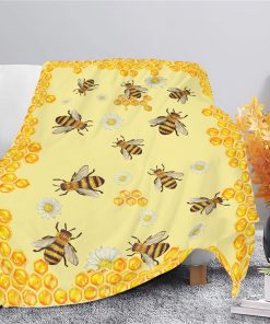 Bee Throw Blanket Bee Stuff Gifts for Kids Girls Boys Adults Women Man Soft Cozy Warm Plush Fluffy Fuzzy Fleece Blanket Decor 40X50 - 4