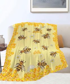 Bee Throw Blanket Bee Stuff Gifts for Kids Girls Boys Adults Women Man Soft Cozy Warm Plush Fluffy Fuzzy Fleece Blanket Decor 40X50 - 6