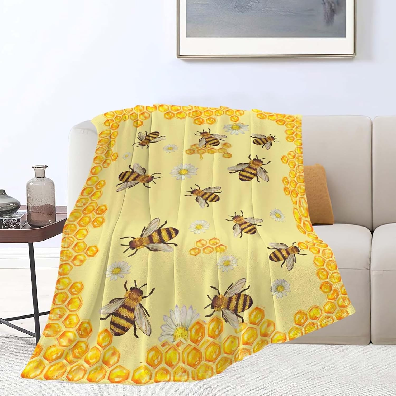 Bee Throw Blanket Bee Stuff Gifts for Kids Girls Boys Adults Women Man Soft Cozy Warm Plush Fluffy Fuzzy Fleece Blanket Decor 40X50 - 6