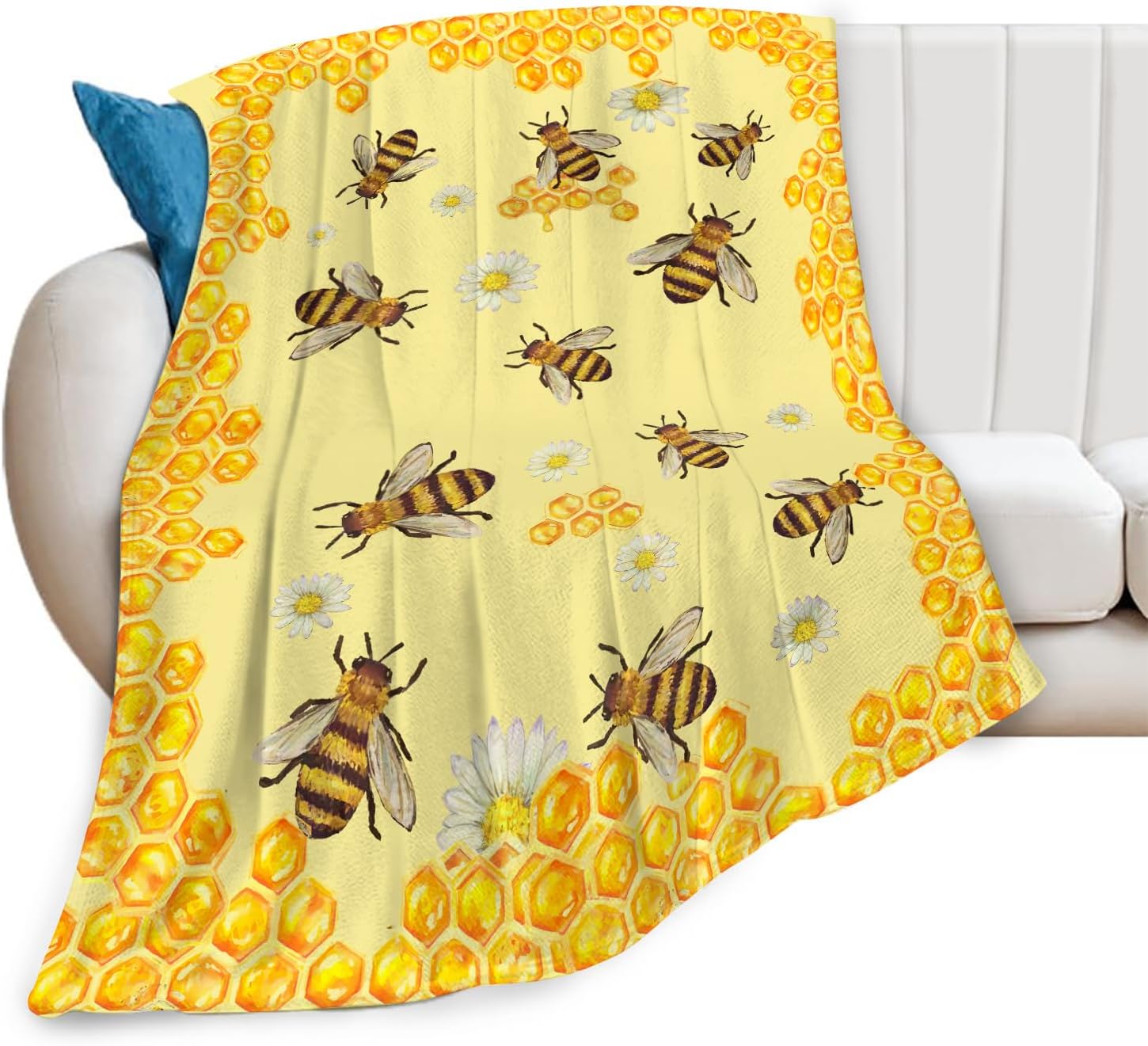 Bee Throw Blanket Bee Stuff Gifts for Kids Girls Boys Adults Women Man Soft Cozy Warm Plush Fluffy Fuzzy Fleece Blanket Decor 40X50 - 7