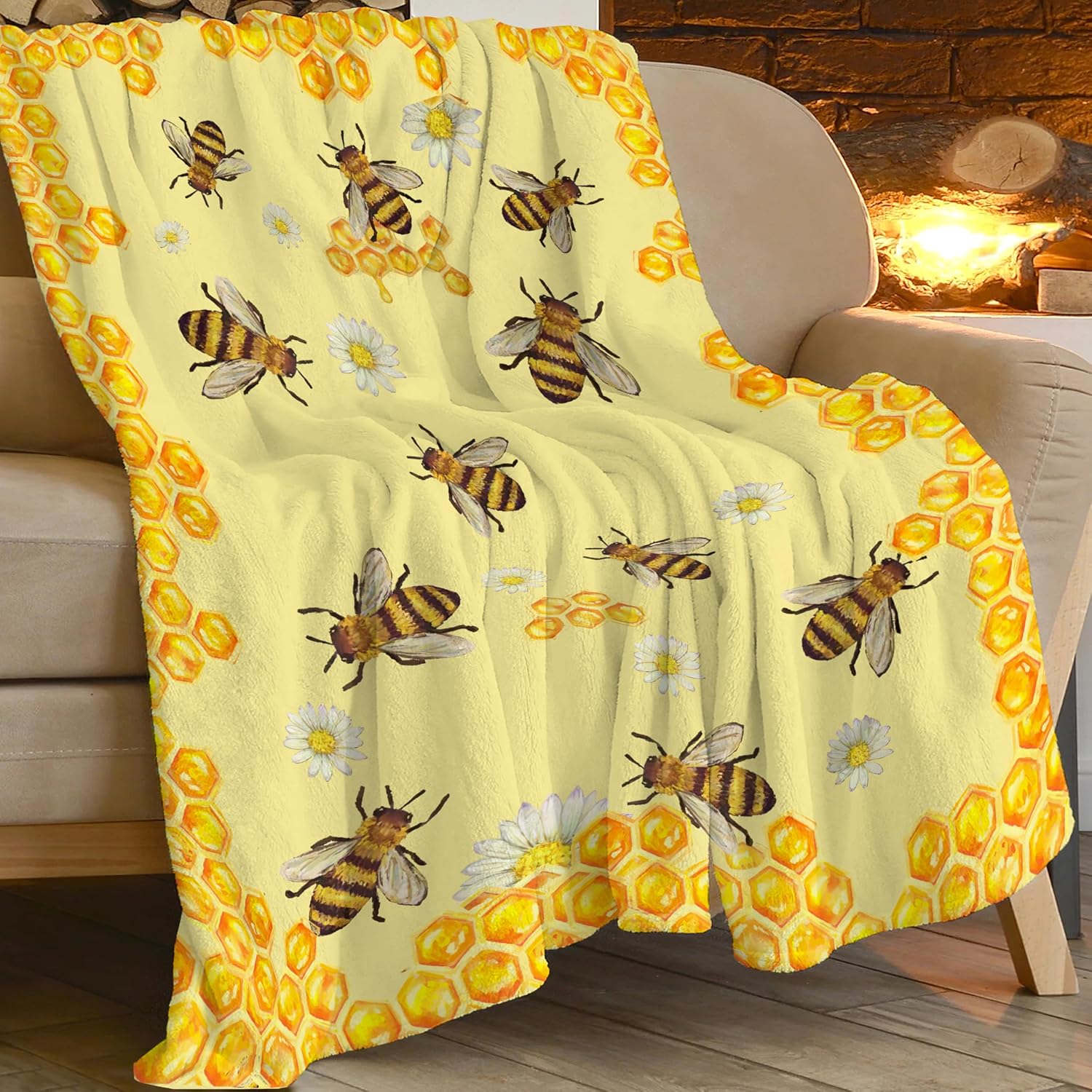 Bee Throw Blanket Bee Stuff Gifts for Kids Girls Boys Adults Women Man Soft Cozy Warm Plush Fluffy Fuzzy Fleece Blanket Decor 40X50 - 8