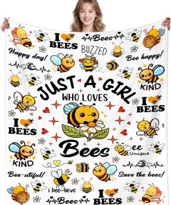 Cute Bee Blanket Bee Gifts for Women,Bees Lovers Throw Blanket,Funny Birthday Bees Themed Gifts for Girls Kids Adults Women 50x 40 - 2