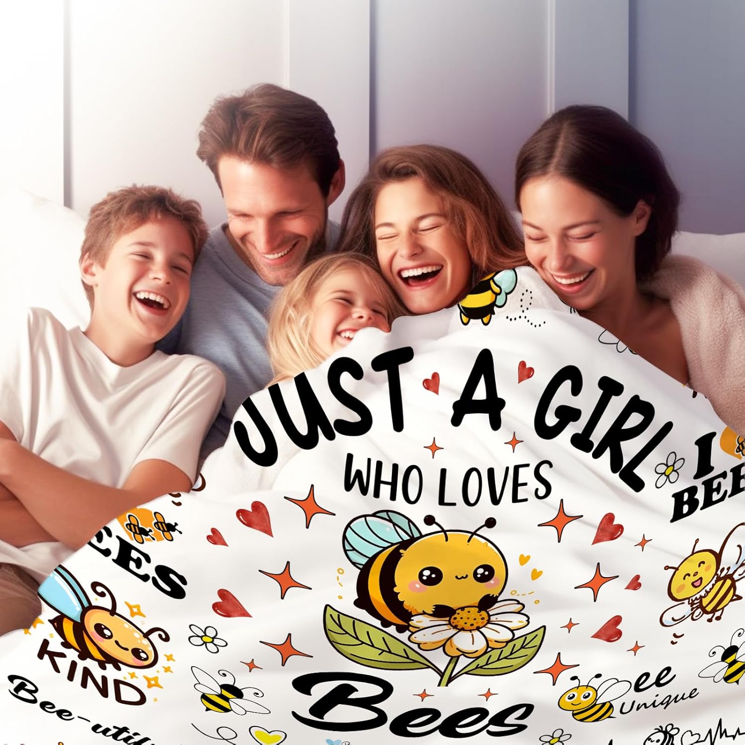 Cute Bee Blanket Bee Gifts for Women,Bees Lovers Throw Blanket,Funny Birthday Bees Themed Gifts for Girls Kids Adults Women 50x 40 - 4