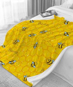 Honeycomb Cute Bee Yellow Blankets for Couch Sofa Bed Fleece Throw Blanket Super Soft Lightweight Warm Gift for Kids Women Indoor Home Decor 40x30 for Pets - 2