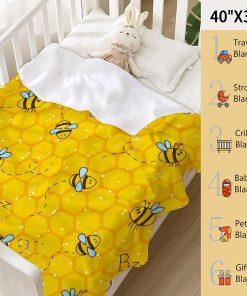 Honeycomb Cute Bee Yellow Blankets for Couch Sofa Bed Fleece Throw Blanket Super Soft Lightweight Warm Gift for Kids Women Indoor Home Decor 40x30 for Pets - 3