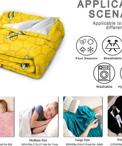 Honeycomb Cute Bee Yellow Blankets for Couch Sofa Bed Fleece Throw Blanket Super Soft Lightweight Warm Gift for Kids Women Indoor Home Decor 40x30 for Pets - 6