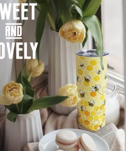 Yellow Bee Coffee Mug - Insulated 20 Oz Tumbler with Lid and Straw for Bee Lovers - 2