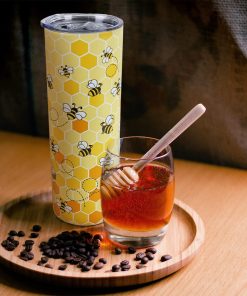 Yellow Bee Coffee Mug - Insulated 20 Oz Tumbler with Lid and Straw for Bee Lovers - 4