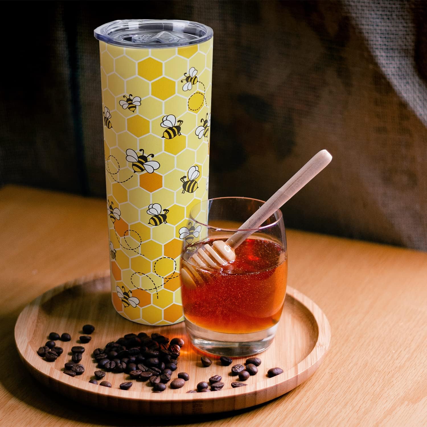 Yellow Bee Coffee Mug - Insulated 20 Oz Tumbler with Lid and Straw for Bee Lovers - 4