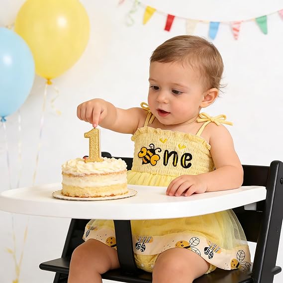 Baby Girl 1st Birthday Clothes One Year Old Tulle Romper Sleeveless Bodysuit Cake Smash Outfits - Image 6