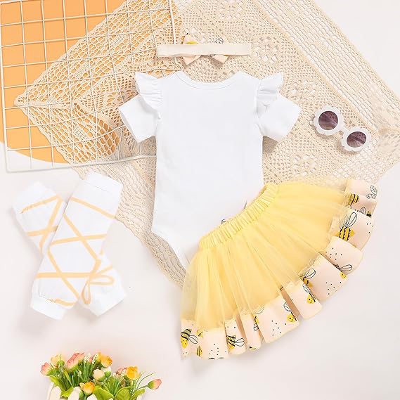 GRNSHTS Baby Girl Birthday Cake Smash Outfit Toddler Girl My 1st Birthday Romper Tutu Skirt with Headband Clothes Set - Image 5