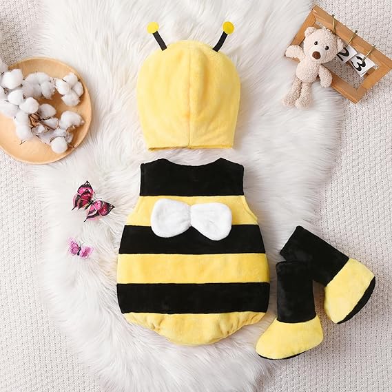 Kuriozud Cute Fuzzy Animal Costume for Baby Girl Boy Halloween Costume Romper with Hat and Leg Warmer 4pcs Cosplay Outfit - Image 7