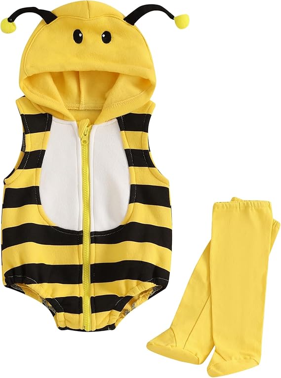 Madjtlqy Baby Halloween Costumes Outfit Toddler Girl Boy Clothes Hooded Romper Jumpsuit With Long Socks - 1
