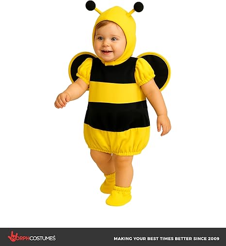 Morph Baby Bumble Bee Costume Toddler Baby Bee Costume Unisex Infant Bumblebee Halloween Costumes for Kids - Image 2