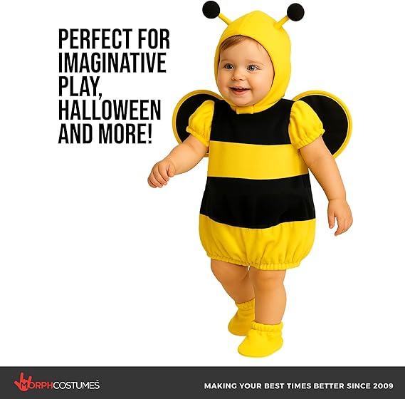 Morph Baby Bumble Bee Costume Toddler Baby Bee Costume Unisex Infant Bumblebee Halloween Costumes for Kids - Image 3