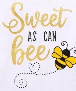 Alternative view of YOUNGER TREE Infant Baby Girl 1st Birthday Outfits Bumble Bee Printed One Romper Shorts Headband Summer Ruffle Sleeve Clothes