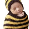 Zeroest Newborn Photography Props Bee Photoshoot Outfits Girl Boy Picture Outfit Baby Photo Knitted Bee Bonnet Romper - 1