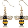 2Pcs Bumble Bee Earrings for Women Honey Earrings Cute Bumble Bee Gifts Gold Dangle Honey Jewelry Decoration for Parties Birthday Daily Wear - 1