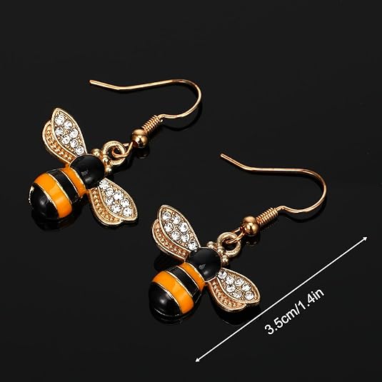 2Pcs Bumble Bee Earrings for Women Honey Earrings Cute Bumble Bee Gifts Gold Dangle Honey Jewelry Decoration for Parties Birthday Daily Wear - Image 7