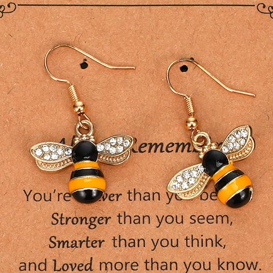 2Pcs Bumble Bee Earrings for Women Honey Earrings Cute Bumble Bee Gifts Gold Dangle Honey Jewelry Decoration for Parties Birthday Daily Wear - Image 3
