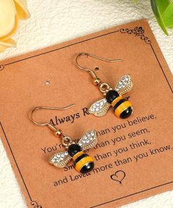 Alternative view of 2Pcs Bumble Bee Earrings for Women Honey Earrings Cute Bumble Bee Gifts Gold Dangle Honey Jewelry Decoration for Parties Birthday Daily Wear