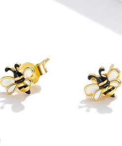 Alternative view of 925 Sterling Silver Bee Earrings For Girls Hypoallergenic Earrings Stud For Women Cute Jewelry Gift