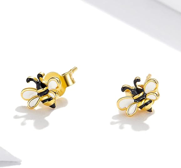 925 Sterling Silver Bee Earrings For Girls Hypoallergenic Earrings Stud For Women Cute Jewelry Gift - Image 2