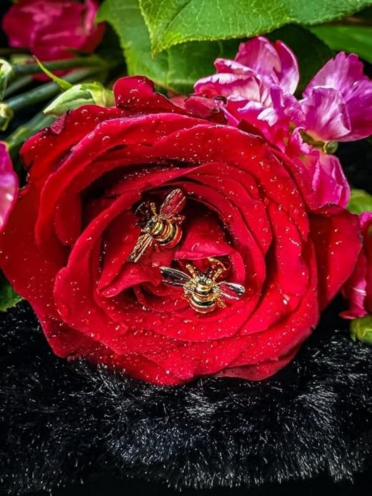 Barzel 18K Gold Plated Shimmering 2-tone Enamel Bumble Bee Stud Earrings 0.5in length For Women - Made in Brazil - Image 2