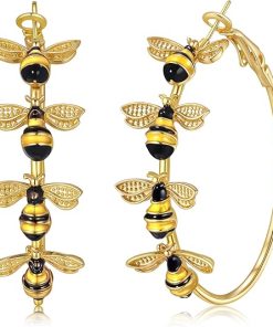 Bee Hoop Earrings Honey Bees Large Gold Hoops Earrings Stud Fun Cute Animal Jewelry for Women Spring Summer Holiday Party Gift - 1