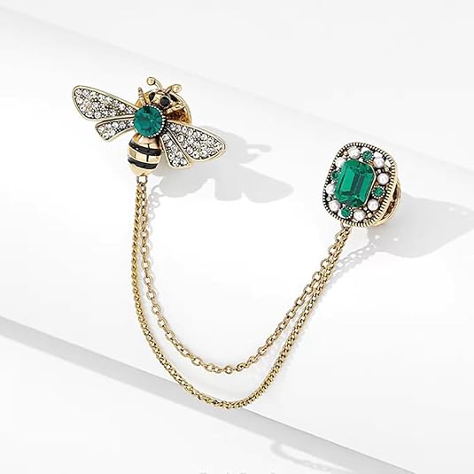 Crystal Insect Bee Brooch Pin Vintage Long Tassel Bee Chain Lapel Pin Rhinestone Bee Corsage Suit Jacket Brooch Pin Jewelry for Women Men Gifts - Image 6