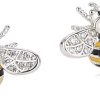 Reffeer Solid 925 Sterling Silver Cute Bee Earrings Stud for Women Teens Small Freshwater Pearl Bee Earrings - 1