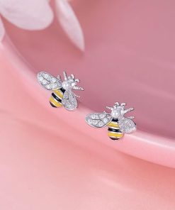 Alternative view of Reffeer Solid 925 Sterling Silver Cute Bee Earrings Stud for Women Teens Small Freshwater Pearl Bee Earrings