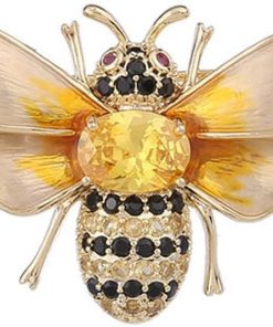 Rhinestone Bee Brooch Pin for Women Girls Fashion Cute Yellow Black Crystal Honeybee Bumblebee Animal Insect Brooches Lapel Pins Dainty Dress Accessories Wedding Christmas Birthday - 1