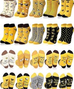 10 Pairs Bee Gifts for Women Funny Bee Socks Cute Cotton Crew Socks for Honeybee Lover Holiday Birthday Gifts - 1