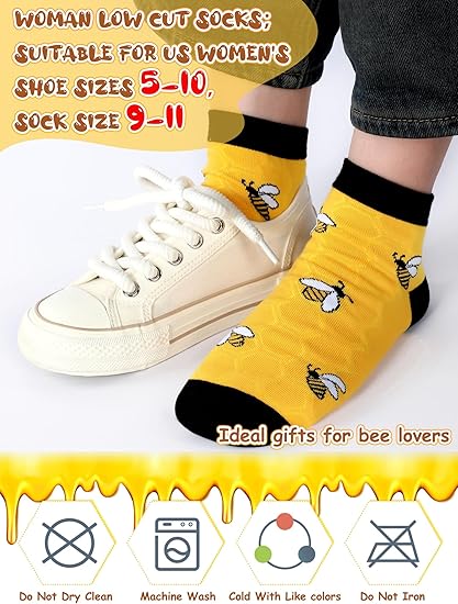10 Pairs Bee Gifts for Women Funny Bee Socks Cute Cotton Crew Socks for Honeybee Lover Holiday Birthday Gifts - Image 6