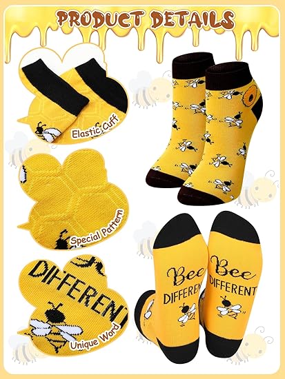 10 Pairs Bee Gifts for Women Funny Bee Socks Cute Cotton Crew Socks for Honeybee Lover Holiday Birthday Gifts - Image 4