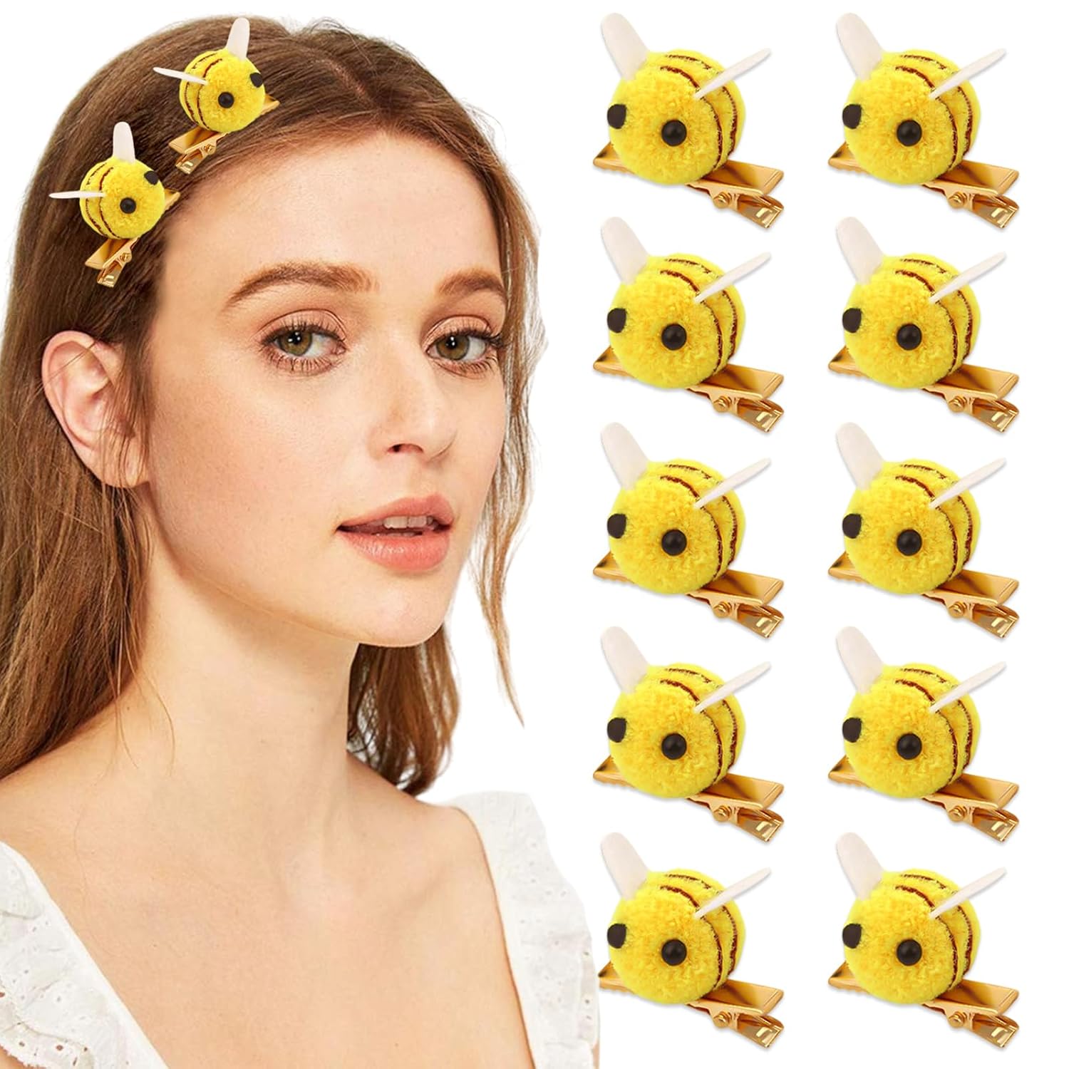 10 Pcs Bee Hair Clips Women Bangs Alligator Clips Spring Themed Birthday Decoration Accessories Animal Daily Hairpins Bobby Pins - 1