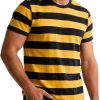 Funny World Men's Cotton Striped T-Shirt Crew Neck Short Sleeves Basic Casual Top - 1