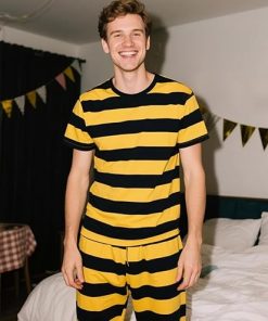 Alternative view of Funny World Men's Cotton Striped T-Shirt Crew Neck Short Sleeves Basic Casual Top