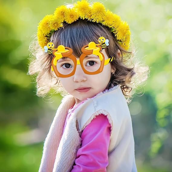 Threan 32 Pieces Bee Party Supplies Bulk Bee Glasses Honeycomb Sunflower Paper Eyeglasses for Summer Flower Birthday Party Baby Shower Costume Photo Booth Props Decorations Supplies - Image 2