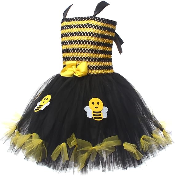 5 PCS Halloween Bee Costume for Girls Bees Headband with Wings Knee Socks Wand Bumble Bee Dress Kids Insect Coslpay - Image 6